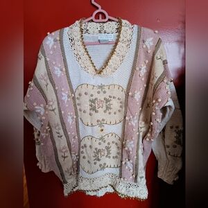 Elegant Floral V-Neck Sweater